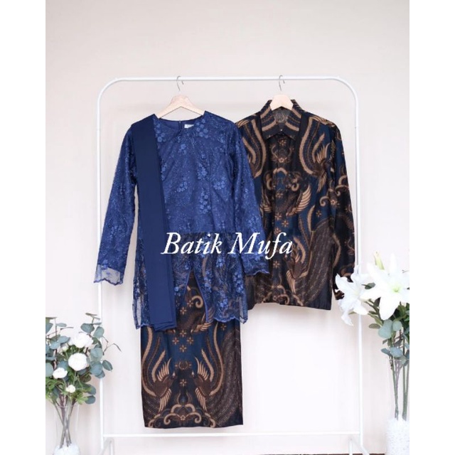 Kebaya batik couple ALDIVA Navy (GRATIS HIJAB) | KEBAYA MODERN Kebaya wisuda kebaya lamaran