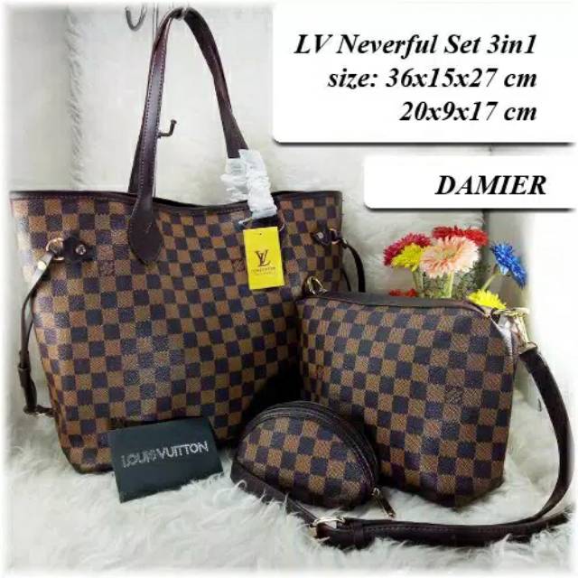 LV Neverful Set 3in1 -Tas Murah -Tas Impor -Alif