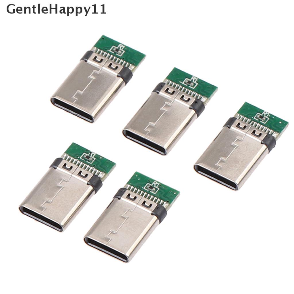 Gentlehappy 5Pcs Soket Konektor Plug Solder USB 3.1 Tipe C Male DIY Untuk PC Board