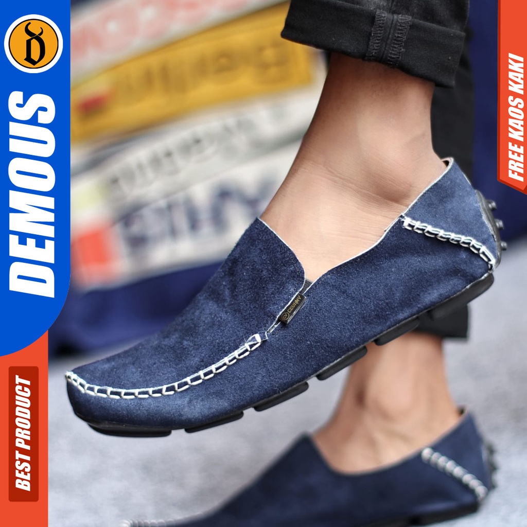 DEMOUS MOCCSUE Sepatu Slip On Casual Slop Kulit Asli