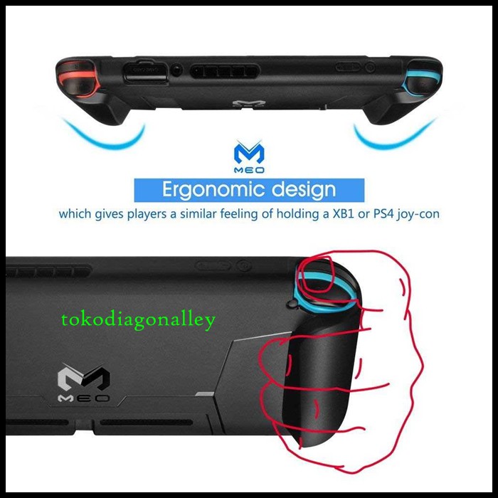 Casing Nintendo Switch Grip Handle dengan Game Card Slot