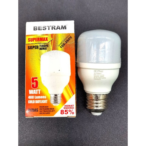 Lampu Led Bestram 5Watt,warna putuh 6500K,  Supermax Series model capsul