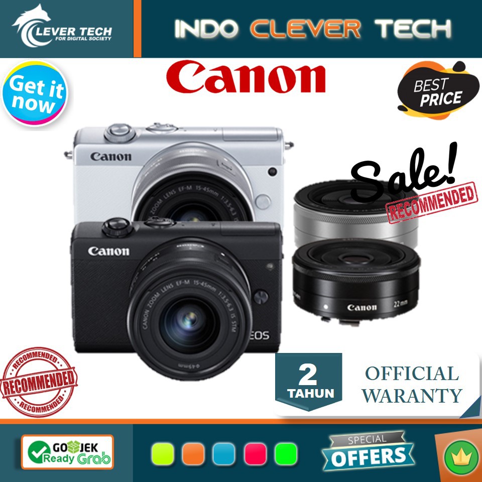 Canon EOS M200 Kit 15-45mm F/3.5-6.3 IS STM + Canon EF-M 22mm f/2 STM - Garansi Resmi