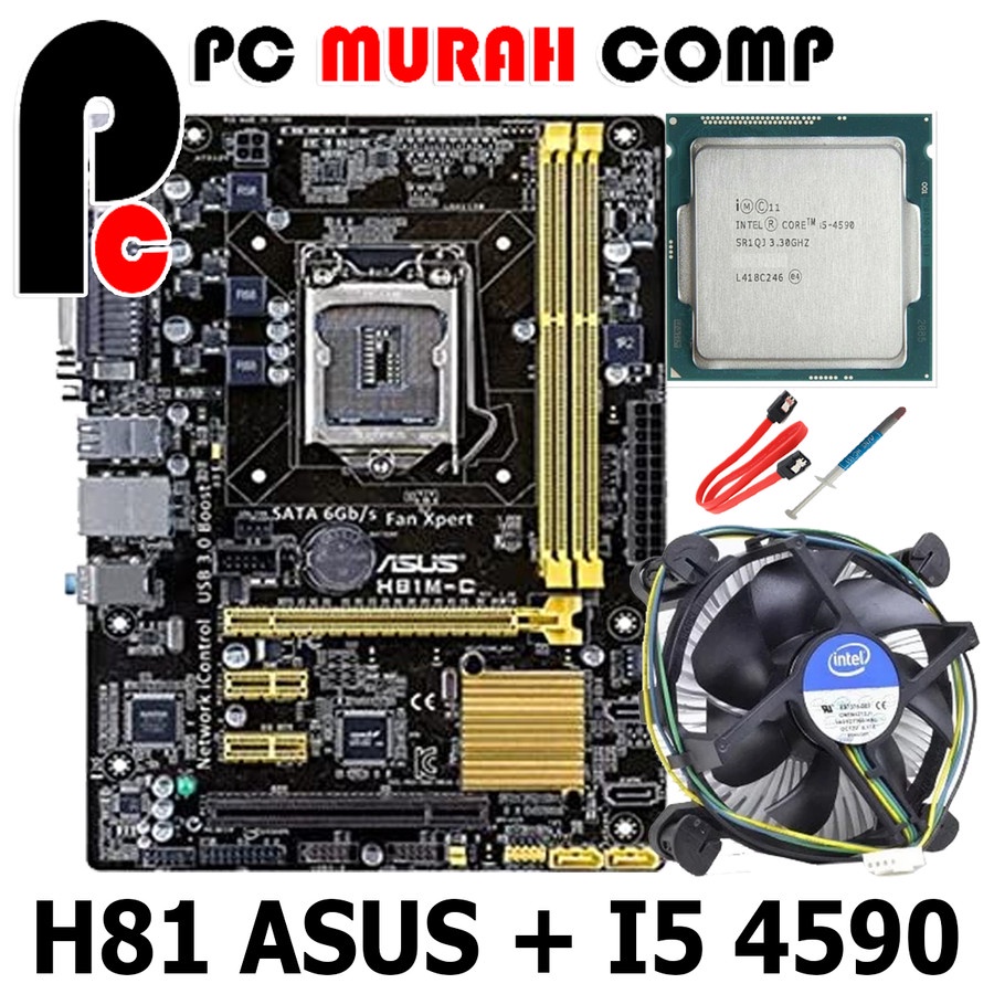 Paket Mobo Lga 1150 H81 Asus processor i5 4590  Bonus fan