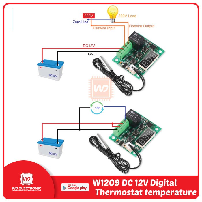 XH-W1209  W1209 DC 12V Thermostat Temperature Control switch