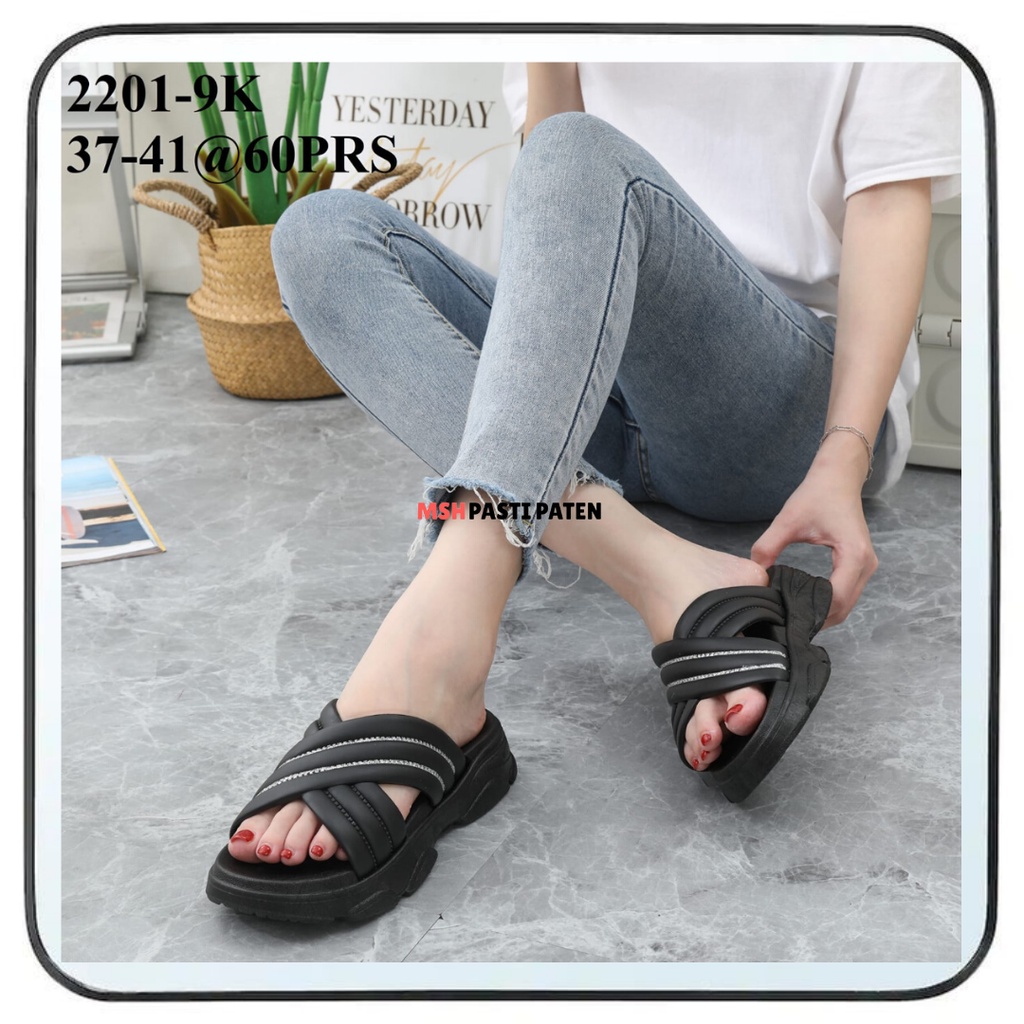 Terbaru Sandal Slop Silang Wanita Bahan Karet Sendal Slip Wanita Ori