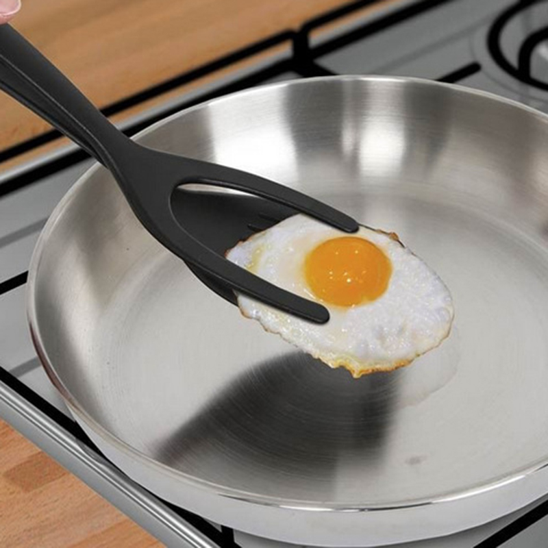 2in1 Spatula Penjepit Telur / Pancake / Roti / Omelet Bahan Silikon Anti Lengket Untuk Dapur