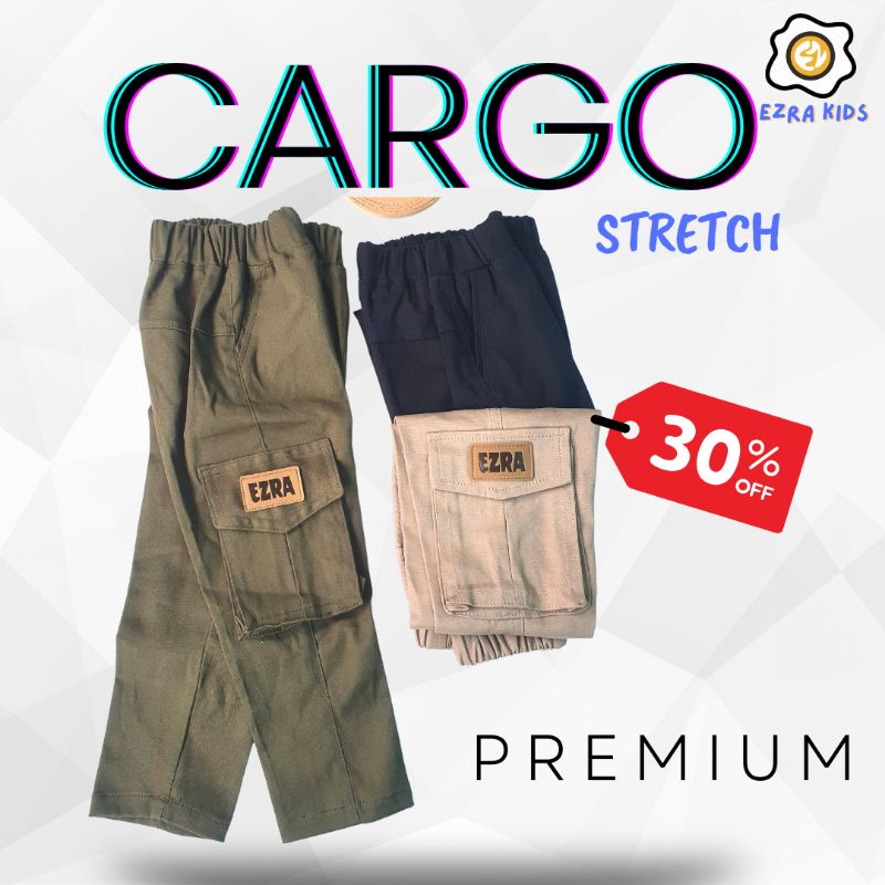 Ezra Kids Celana Panjang Chino Cargo Anak Usia 1 - 9 Tahun Bahan Twill Stretch