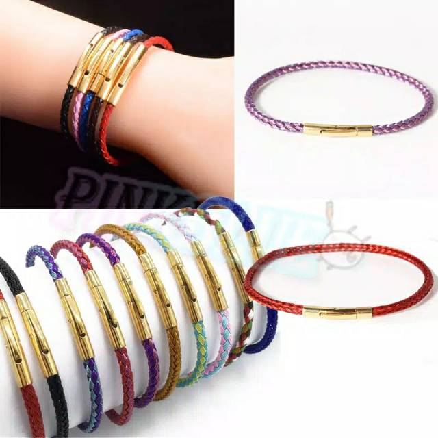 Fourfashion Gelang 3mm kawat tali gelang gelang tahan air untuk wanita dan pria