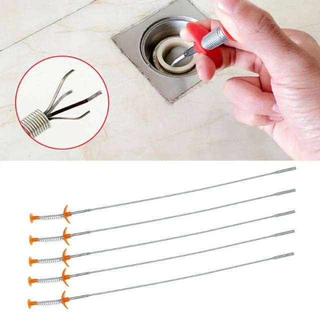 60 /90 / 160 / 200 / 300 CM  PENCAPIT WASTAFEL KAWAT PEMBERSIH SALURAN PIPA / PENCAPIT KOTORAN / CAPIT NAGA STAILESS
