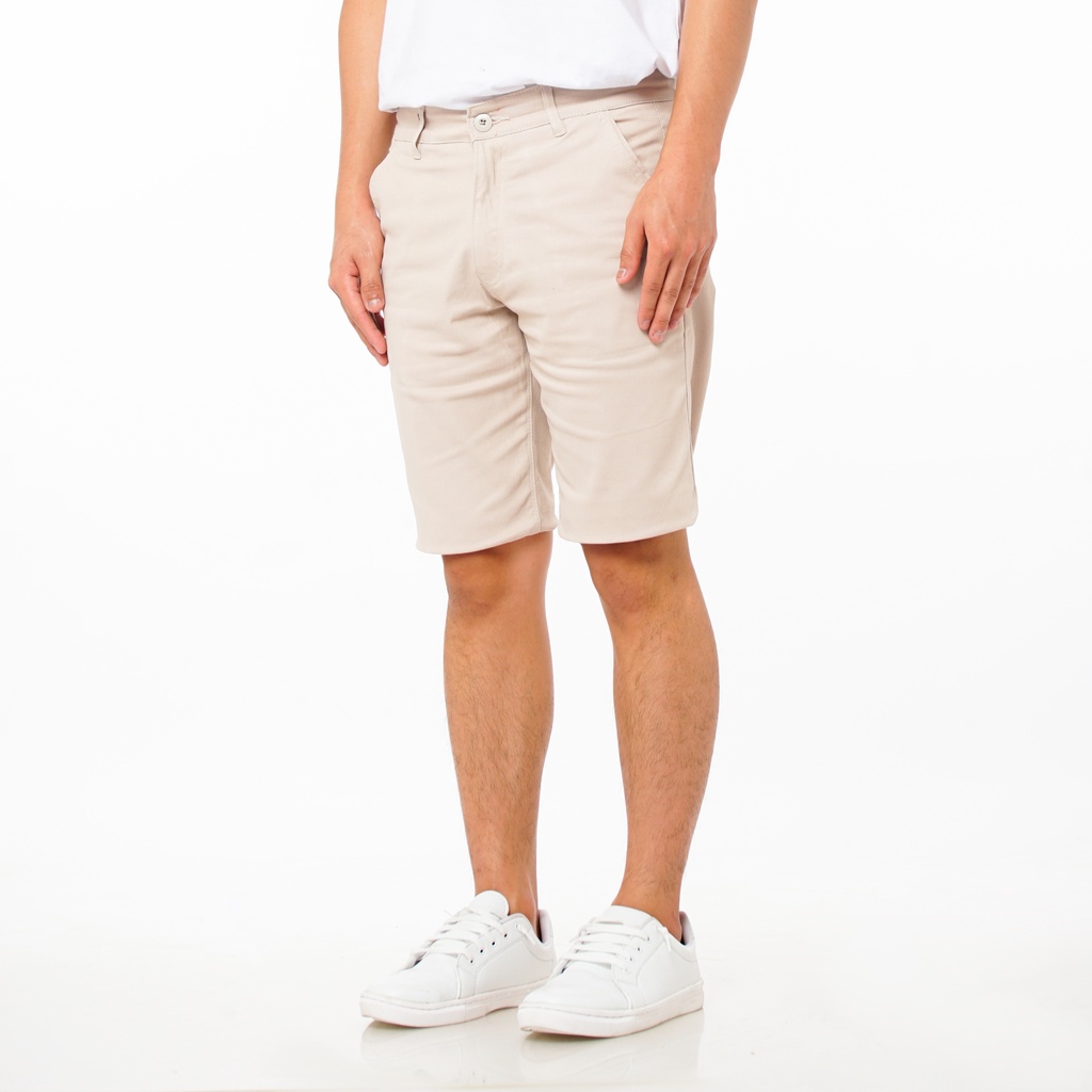 SANVANINA Celana Chino Pendek Slim fit Warna Cream - Short Harper Krem EA-026A