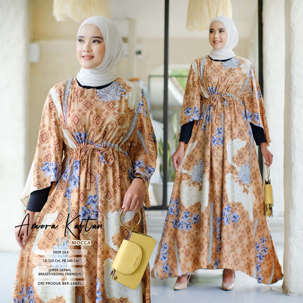 Amera Kaftan Wanita Muslim Silk Motif Batik