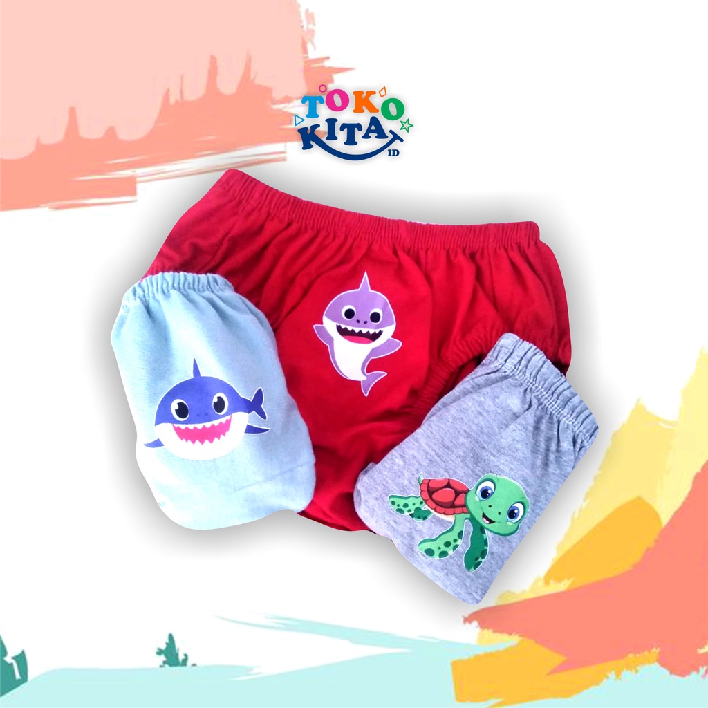 CELANA DALAM ANAK (3 pcs) CD Laki-laki / Perempuan Baby Shark MURAH