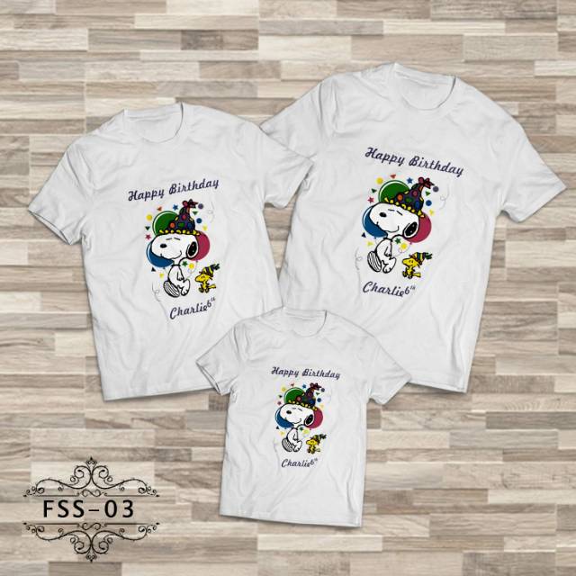 Snoopy kaos oblong pria wanita anak couple family custom