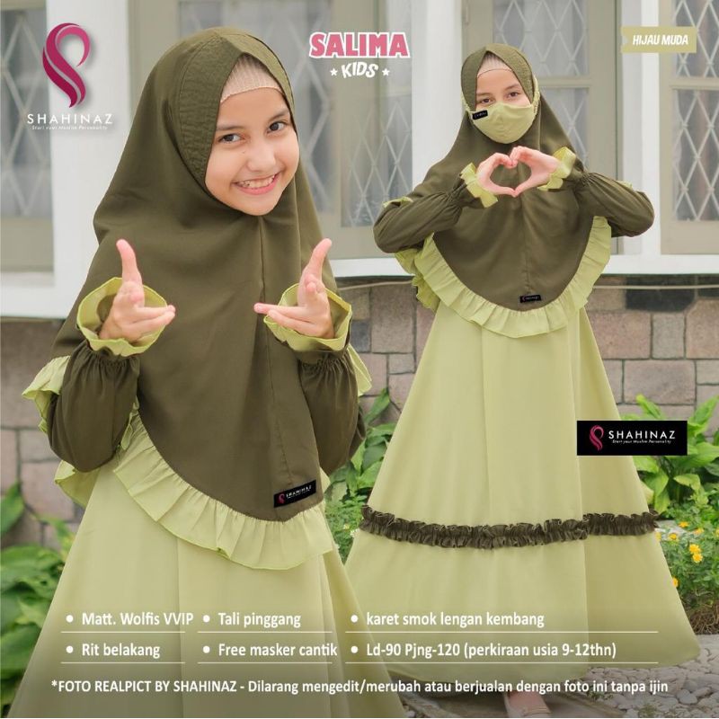 Salima Kids By SHAHINAZ | Gamis Kids | Gamis Anak Perempuan | Gamis Teen | Syari Kids Teen Set | Khi