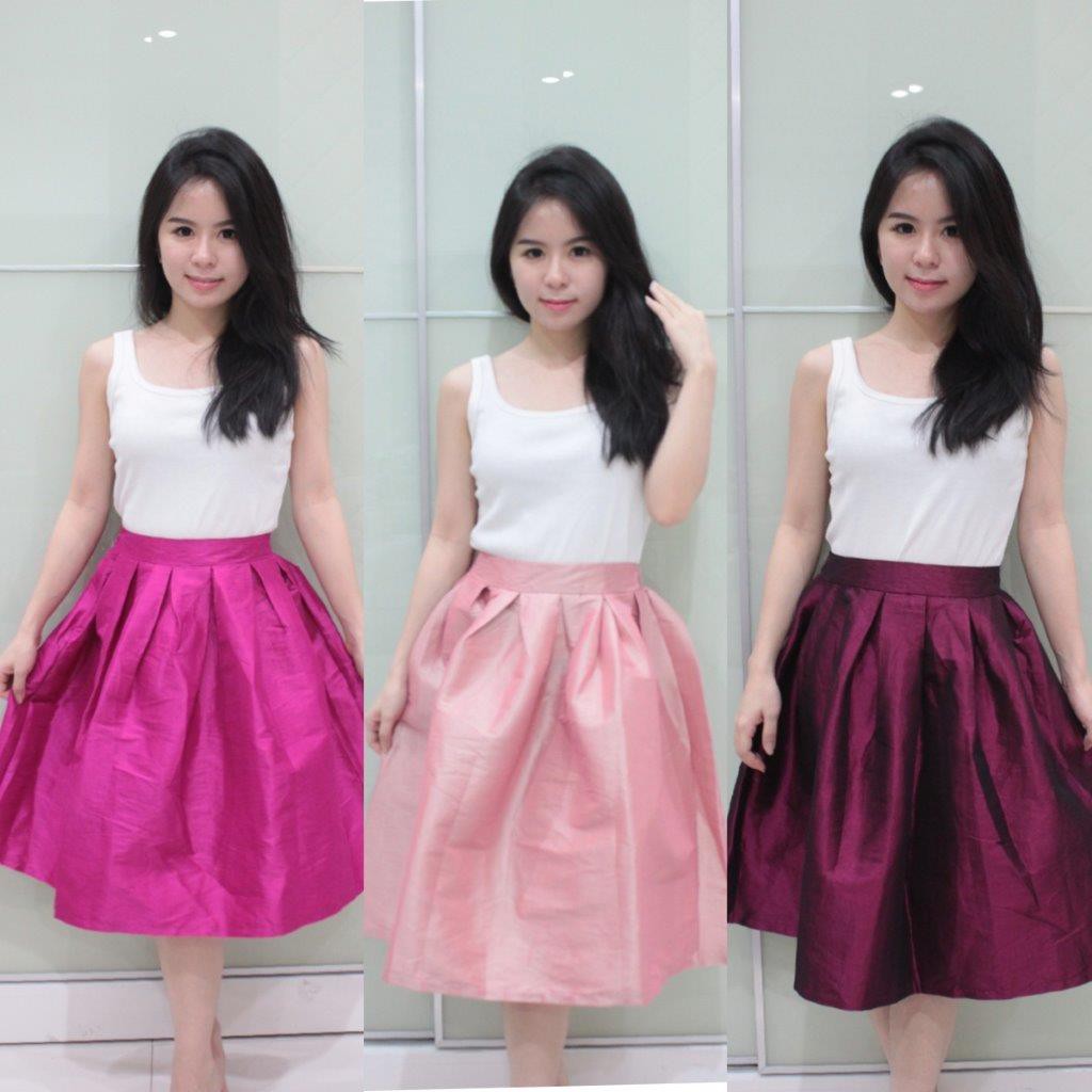 rok midi satin rok satin rok wanita midi skirt women long skirt