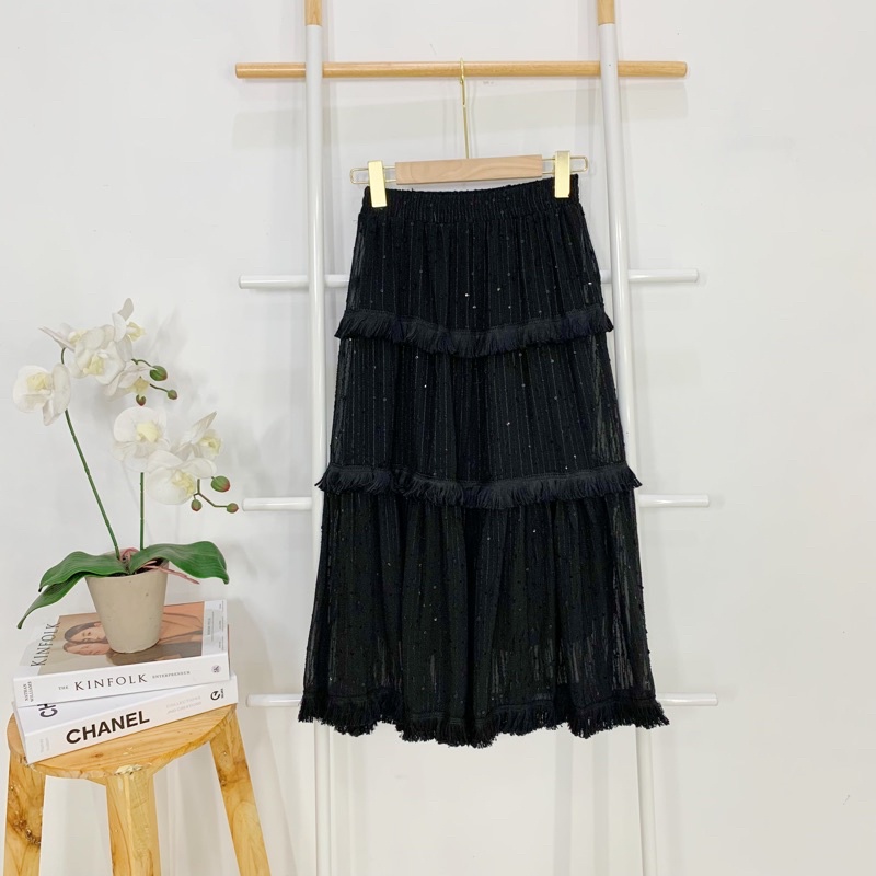 Izza Midi Skirt | Rok Wanita Import-Black