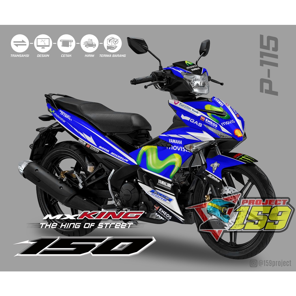Stiker Motor Jupiter MX King 150 Old - P-115 Movistar Yamaha