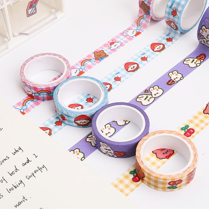 1 Pc Hewan Lucu Washi Tape Decor Masking Tape Jurnal Scrapbook Dekorasi DIY -PD