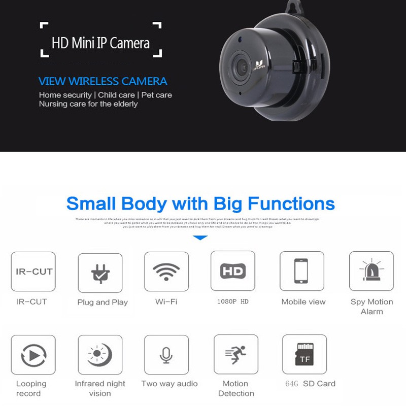 CCTV MINI  CAMERA MINI V380 HD 1080P WIRELESS CCTV  WIFI  Pantau Jarak Jauh Menggunakan