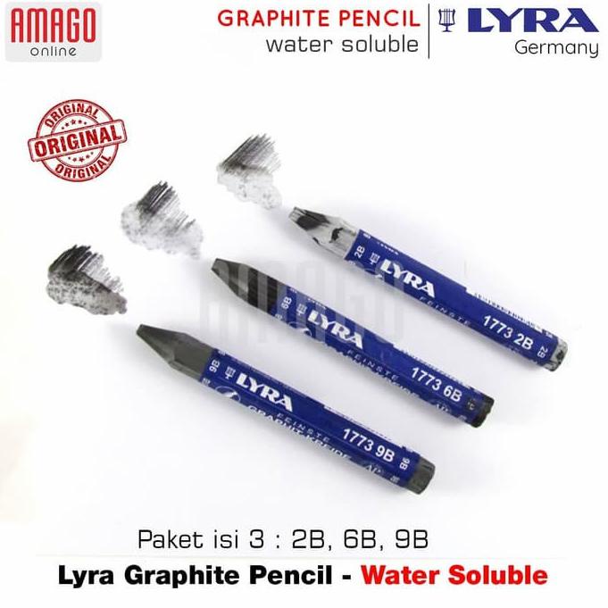 

[KODE BARANG 7] LYRA WATERCOLOUR GRAPHITE PASTELS - WATER SOLUBLE (LARUT DI AIR) PAKET ISI 3 - 2B/6B