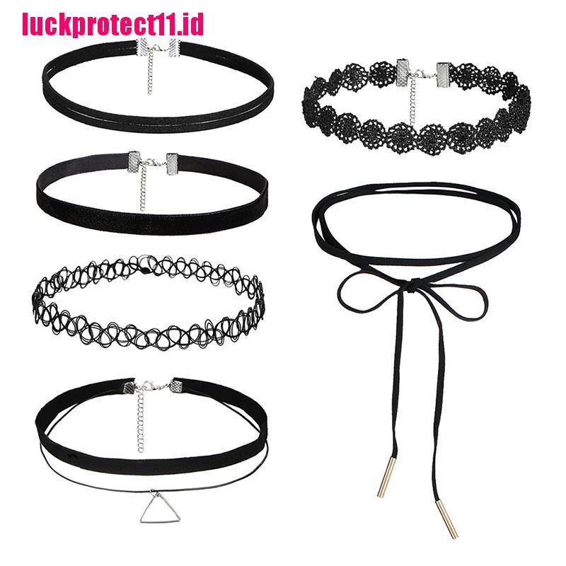 (LUCK) Kalung Choker Velvet Stretch Klasik Gaya Gothic Untuk Wanita