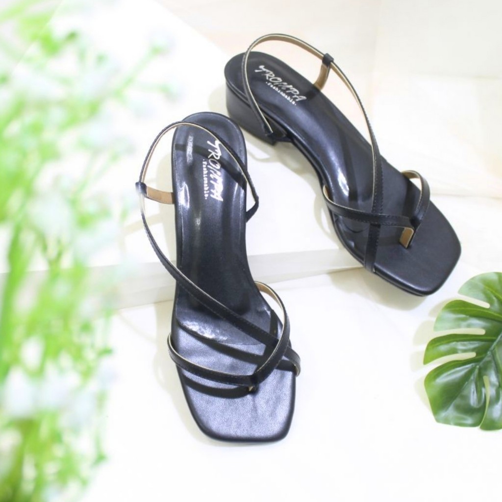 Sandal Heels Wanita Remaja Terbaru Sepatu Tali Zara Korean Style Hak Tahu 3cm Warna Putih - Hitam