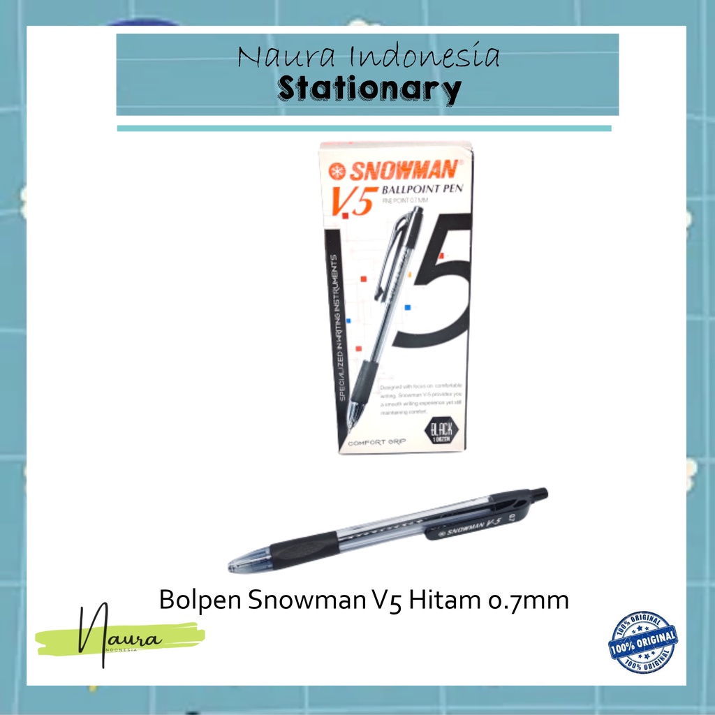 

Bolpen Snowman V5 HITAM 0.7MM Pack Isi 12PCS | Bolpen Snowman | Pulpen Snowman