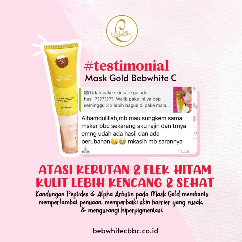 Bebwhite C BBC Sleeping Night Mask Gold Menyamarkan Garis Halus