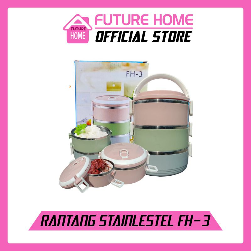 Rantang 4 Susun Polos Stainless serbaguna Warna Kombinasi Rantang 3 Susun Polos Stainless anti tumpah