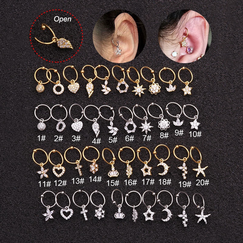 Universal Ring Hoop Earring 16G Hoops Helix Piercing Ear Cartilage Surgical Steel Septum Clickers Nose Ring