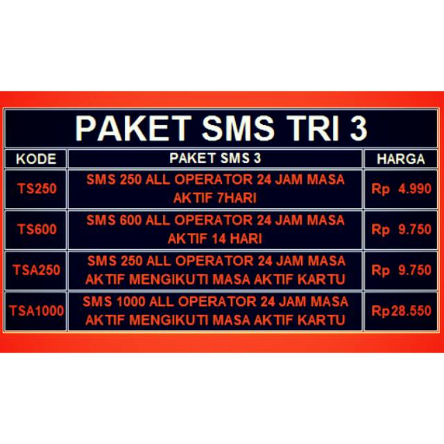 PAKET SMS TRI 3