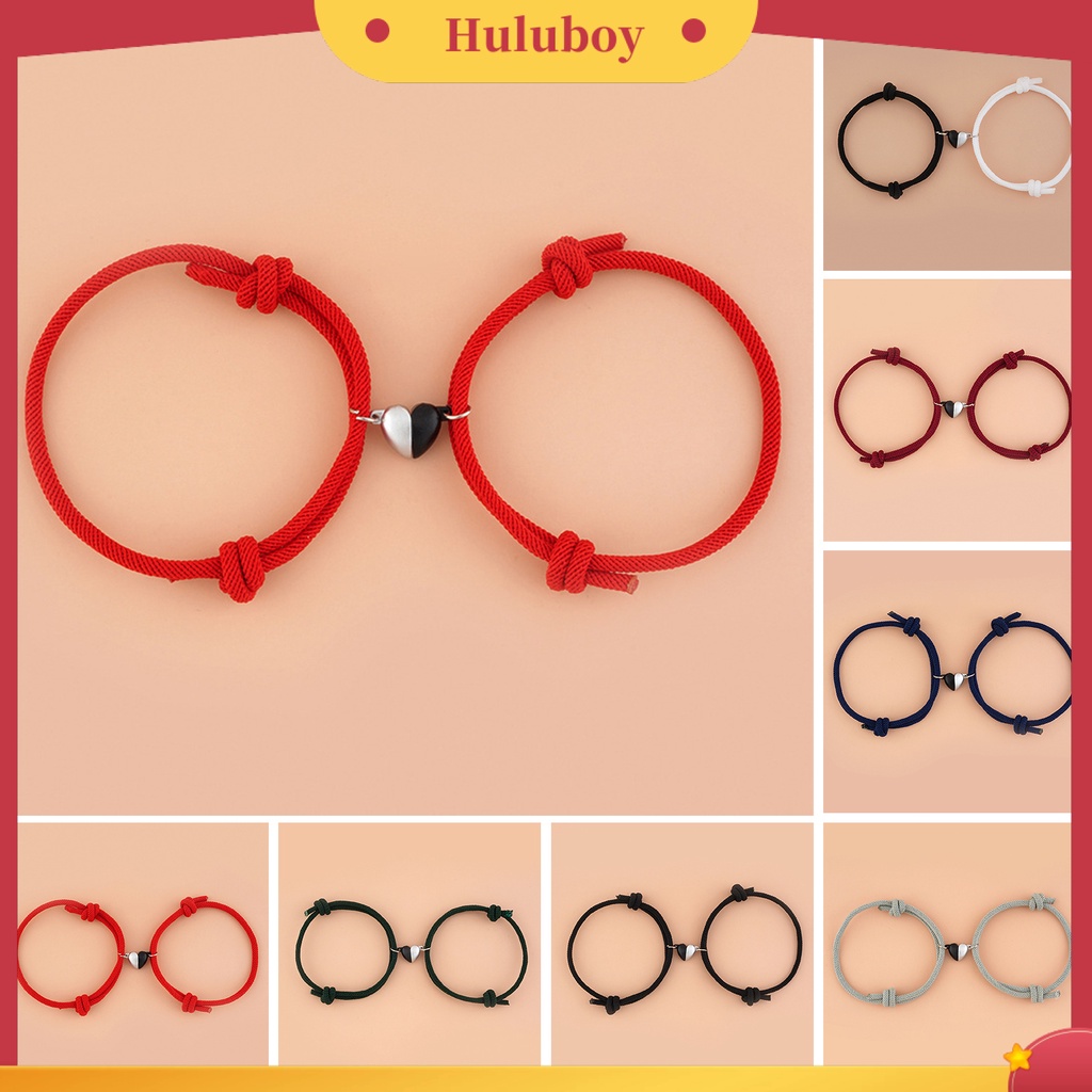 Hu Hu Hu Hu Hu Alat Bantu Pasang Kacamata♡ 2pcs / Set Gelang Tali Magnetik Liontin Hati Tahan Pudar Untuk Pasangan