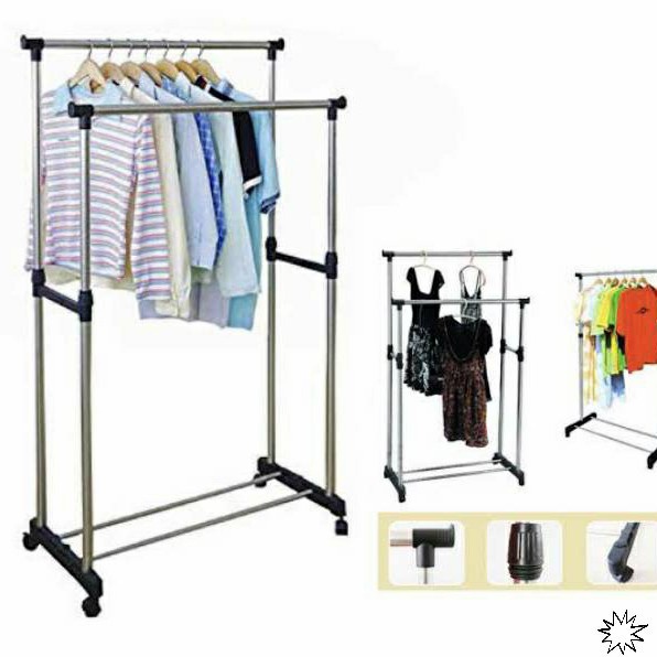 Stand Hanger Double Pole Gantungan Baju Gantung Rak Baju 2 Sisi CH97