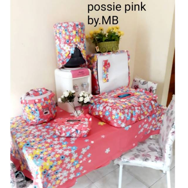 POSSIE PINK _ Homeset Dapur Kitchen Set / Taplak Meja Makan / Tudung Saji / Galon / Kulkas/ Magiccom