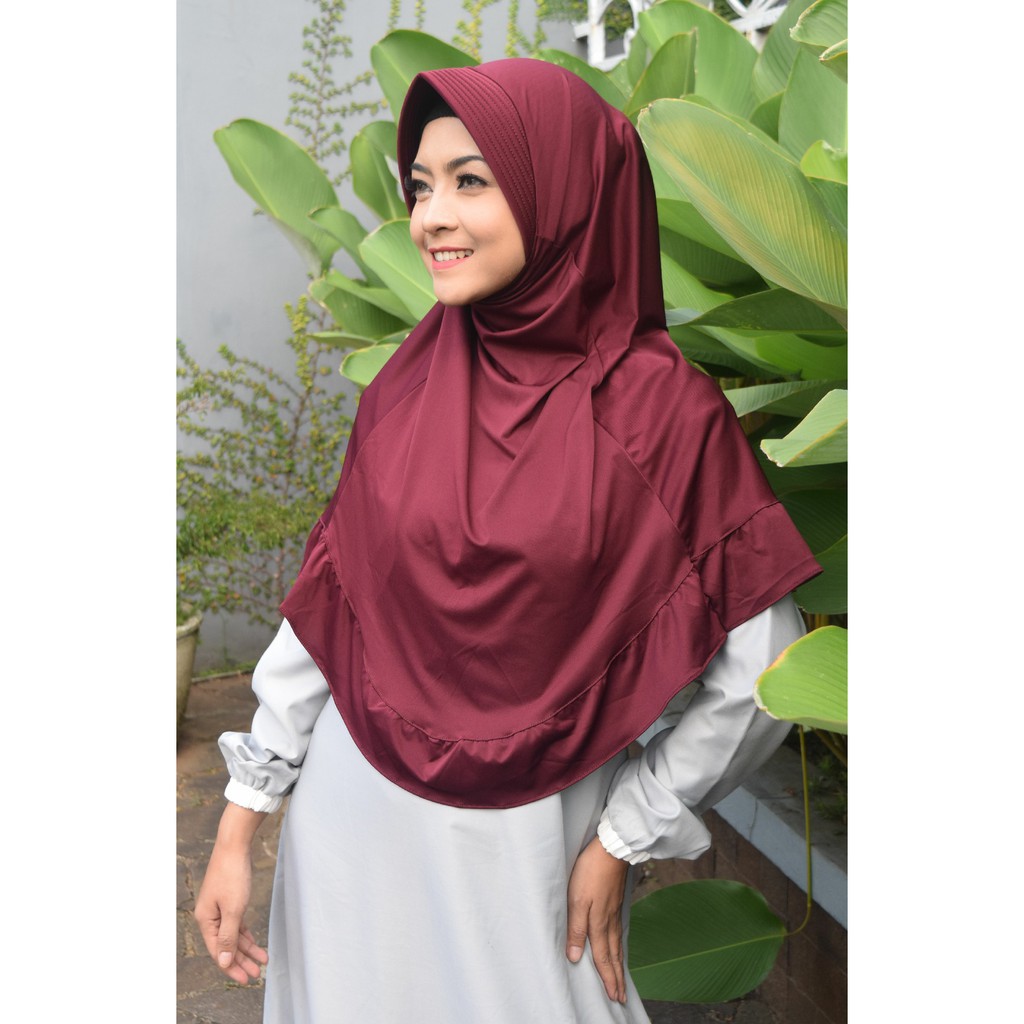 JILBAB HIJAB KERUDUNG KHIMAR INSTANT PED JUMBO POLOS TERMURAH BERKUALITAS NADIA