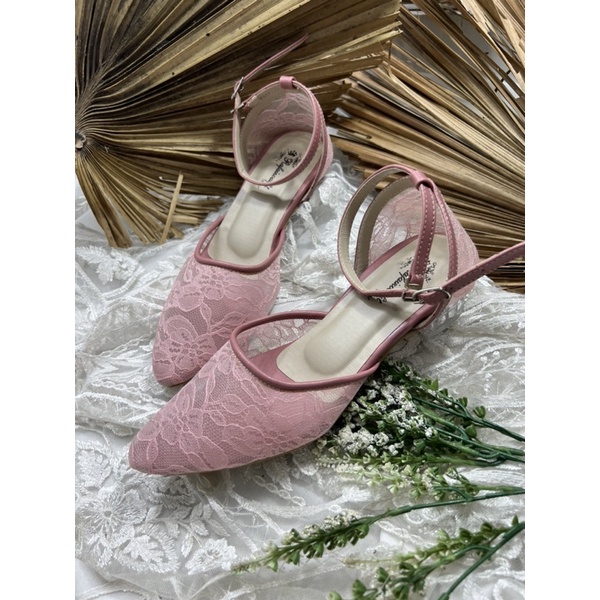 sepatu wanita nataly dustypink tali 3cm kaca