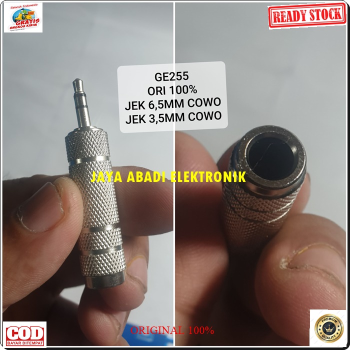 G255 JACK 6.5 KE 3.5 MM BAHAN BESI ADAPTER SAMBUNGAN SPLITER AUDIO SOUND SUARA CONVERTER KONEKTOR MULTIFUNGSI MALE EXTENSION PENYAMBUNG HEADSET HEADPHONE FEMALE AUX DVD MALE AMPLI PRAKTIS DAN MUDAH DIGUNAKAN HARGA TERJANGKAU