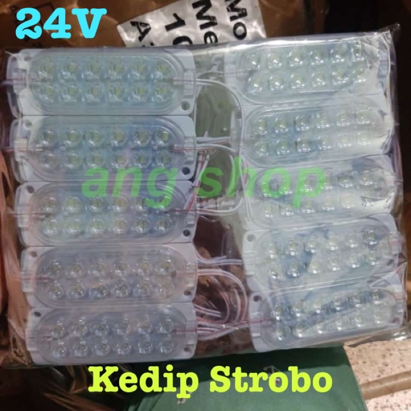 100 Pcs Modul Ultrasonic 10438 12 Led Mata 2835 Kedip Strobo 24V Putih 24 Volt