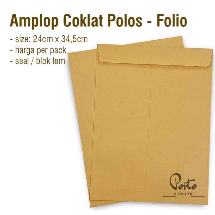 

Gand Amplop Coklat Kraft Polos Folio Seal D 24cm x 34,5cm PER PACK