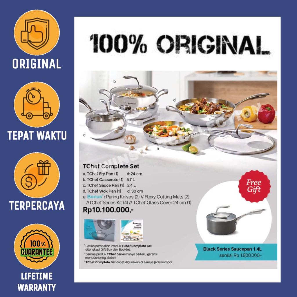 Promo TChef Complete Set Wajan Panci Penggorengan Alat Memasak / Free Bubble Wrap