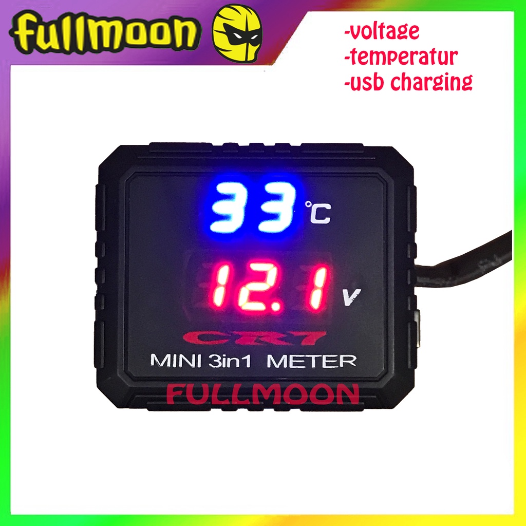 VOLTMETER AKI 3 IN 1 VOLTAGE TEMPERATUR USB CHARGER