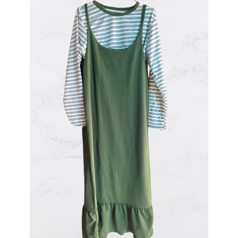 basic overall/ overall rempel bawah/ overall warna army/ overall 1 set/ baju kodok 1 set