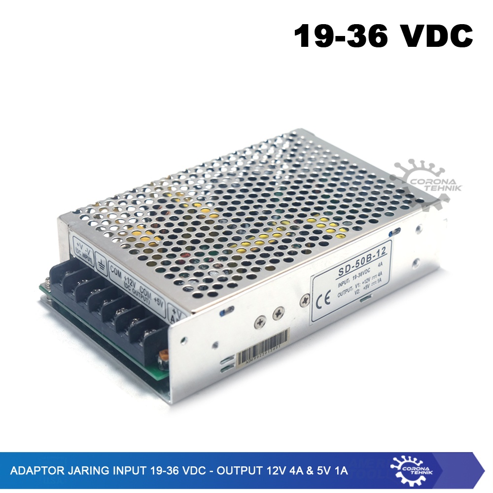 SD-50B-12 - Adaptor Jaring Input 19-36 VDC - Output 12V 4A &amp; 5V 1A