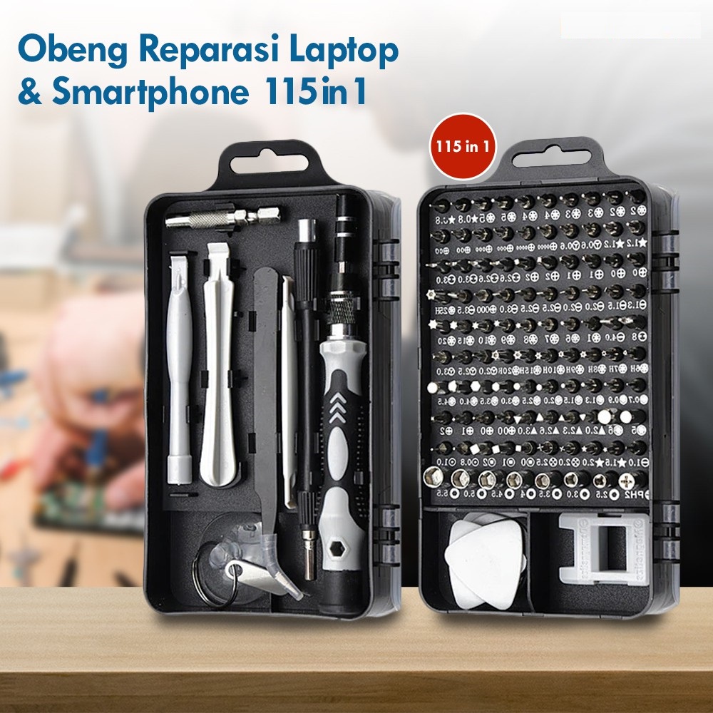 Obeng Set 115 in 1 obeng hp Multifungsi Alat Bongkar Mini Precision Untuk Smartphone Laptop Reparasi