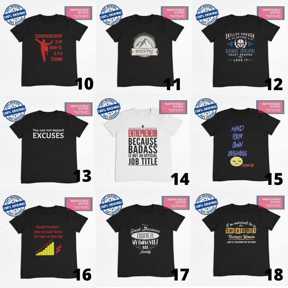 Kaos Distro Pria Wanita Baju Bisnis Entrepreneur Kata Pebisnis Super Motivasi Sukses Shopee Indonesia