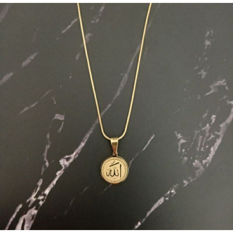 kalung titanium / kalung belut kilap liontin lafazd Allah