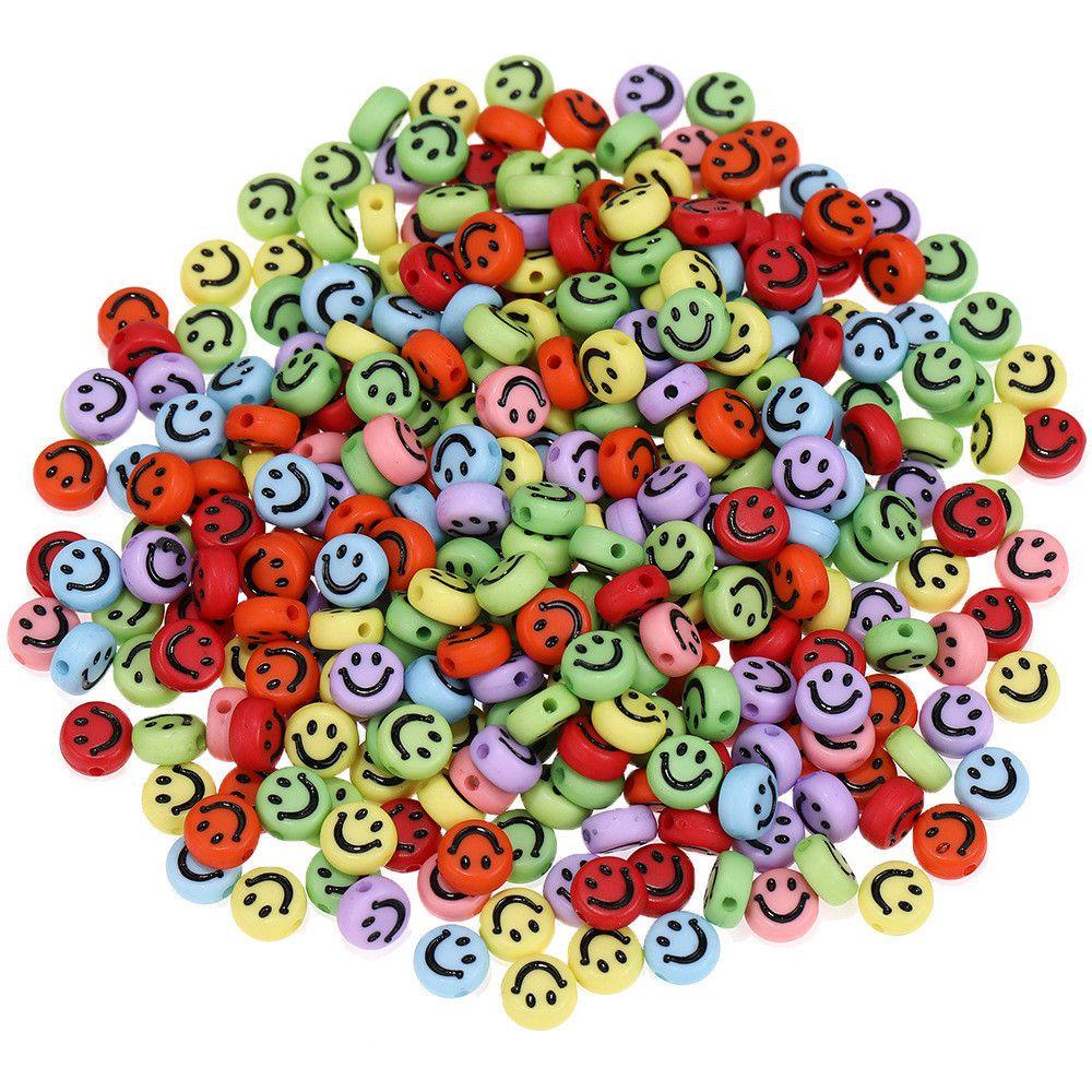 Lily 100 Pcs Spacer Beads Art Gelang Kalung Scrapbook Membuat Perhiasan Wajah Tersenyum Polymer Clay