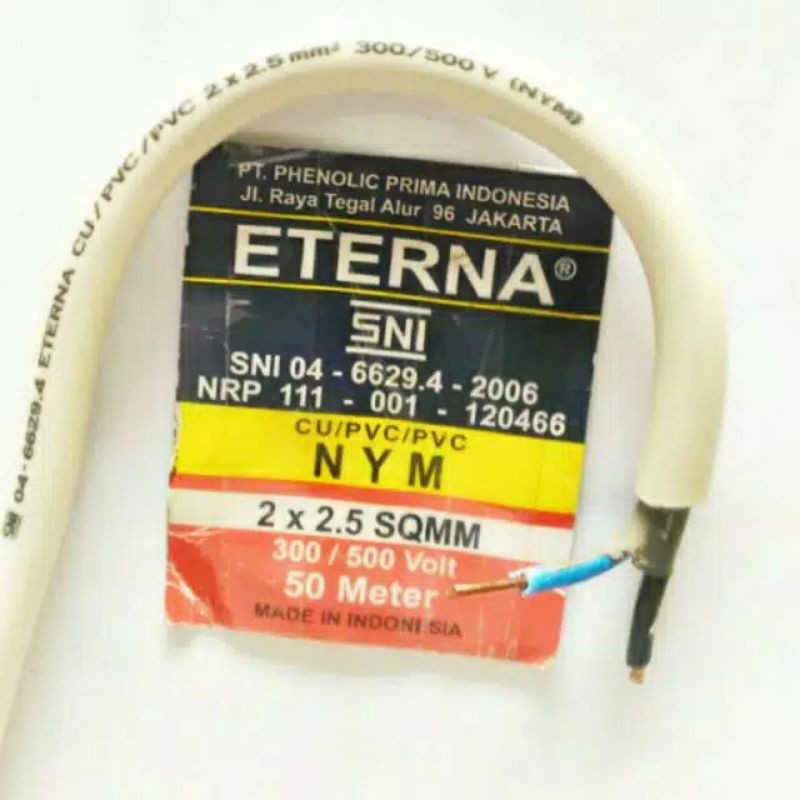 ETERNA Kabel NYM 2x2.5 50 meter / eterna kawat tembaga 2x2,5