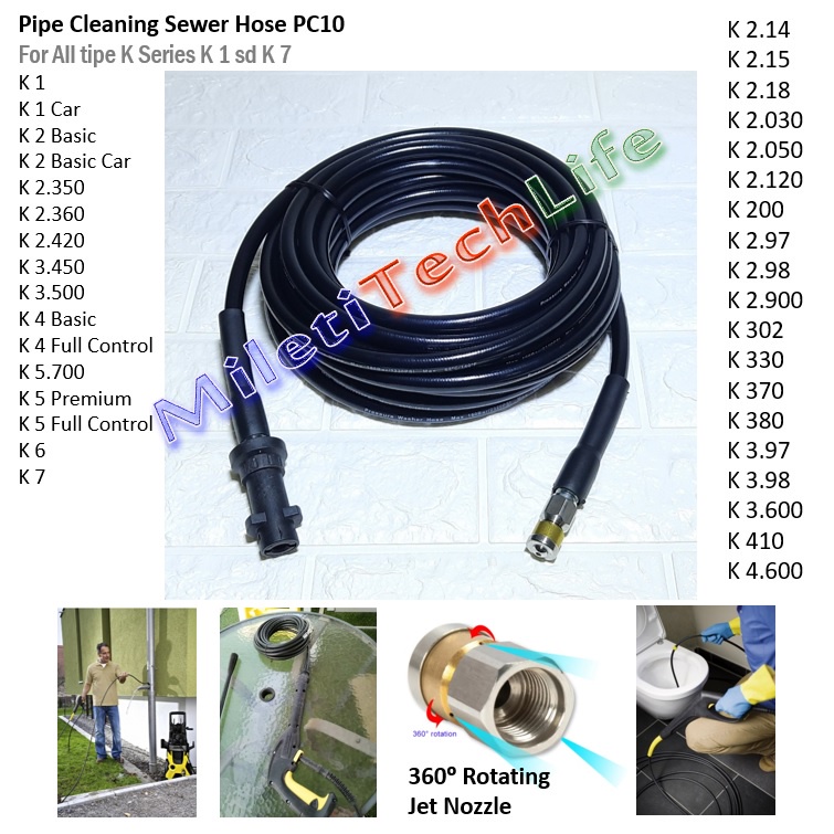 Replacement Karcher Pipe Cleaning Kit PC10 Rotating Nozzle for Jet Cleaner K1 K2 K3 K4 K5 Sewer Hose